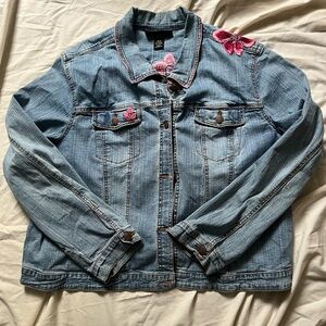 Venezia Denim Jean Floral Embroidered Jacket SZ 26/28